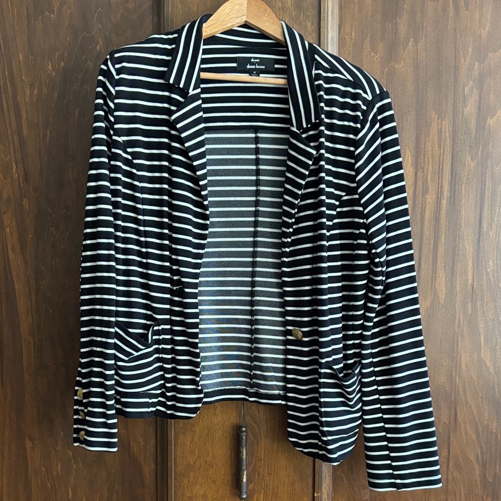 Dennis Basso Striped Blazer in Black and White